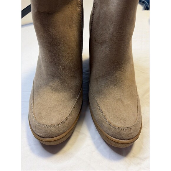Unisa Wedge Tan Suede Ankle Winter Boots Women 8.5M Sherpa Lined Boho NEW - Picture 11 of 14